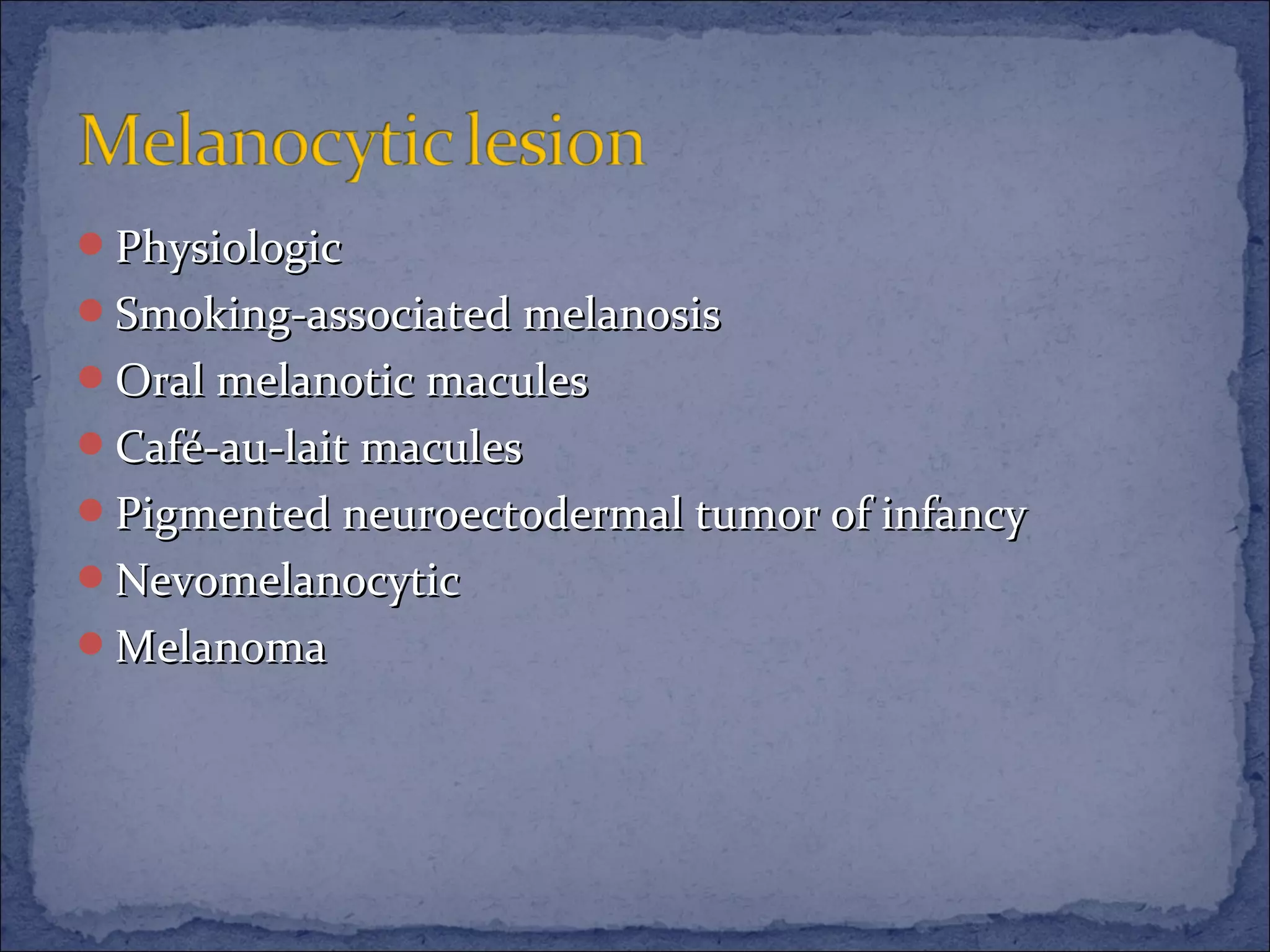 oral melanotic macule slideshare Pigmented lesion Endogenous pigmentation | PPTX