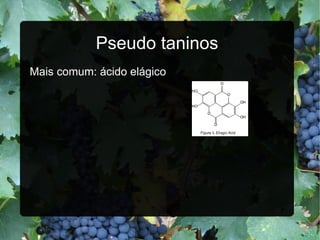 Pseudo taninos Mais comum: ácido elágico 