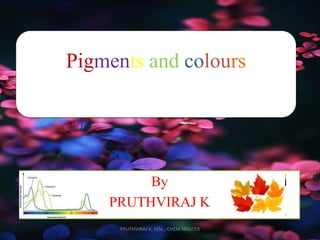 Pigments and colours
By
PRUTHVIRAJ K
PRUTHVIRAJ K, MSc., CHEM MASTER
 
