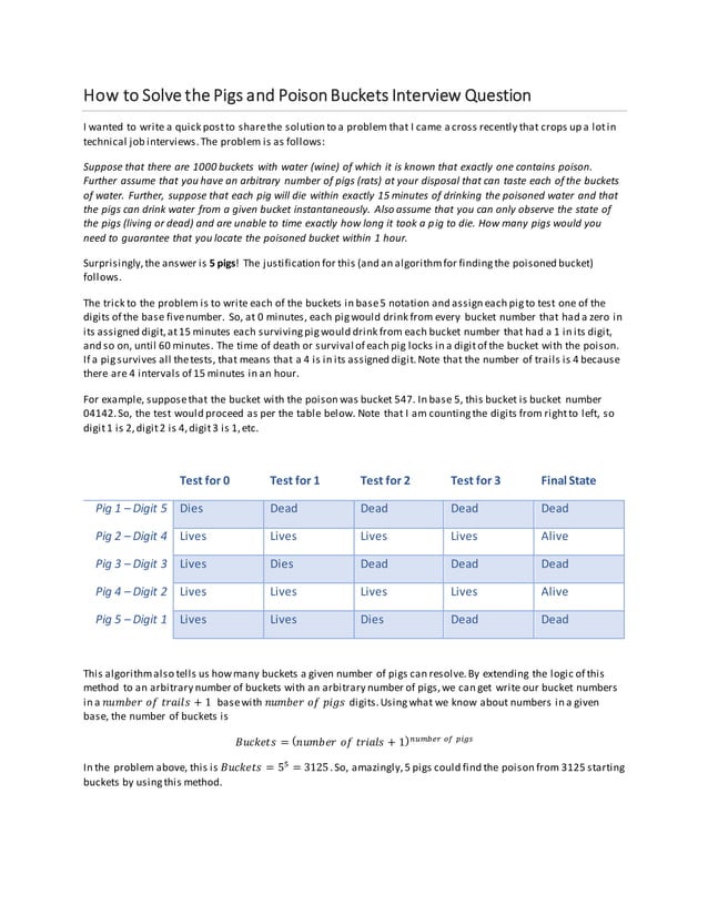 How to Solve the Pigs and Poison Buckets Interview Question