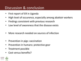 Erysipelothrix rhusiopathiae infection in pigs, pork and raw pork handlers in Kamuli District, Eastern Uganda
