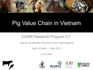 Pig Value Chain in Vietnam

   CGIAR Research Program 3.7
  Vietnam Smallholder Pig Value Chain Team Meeting

             Delhi, 30 April – 1 May 2012

                     Lucy Lapar
 