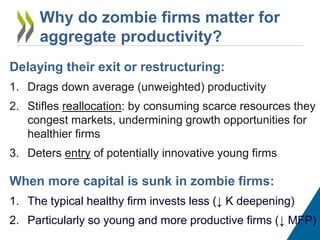 Delaying their exit or restructuring:
1. Drags down average (unweighted) productivity
2. Stifles reallocation: by consumin...