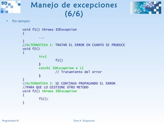 Programación III (Java) - 04 Excepciones | PPT