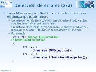 Programación III (Java) - 04 Excepciones | PPT