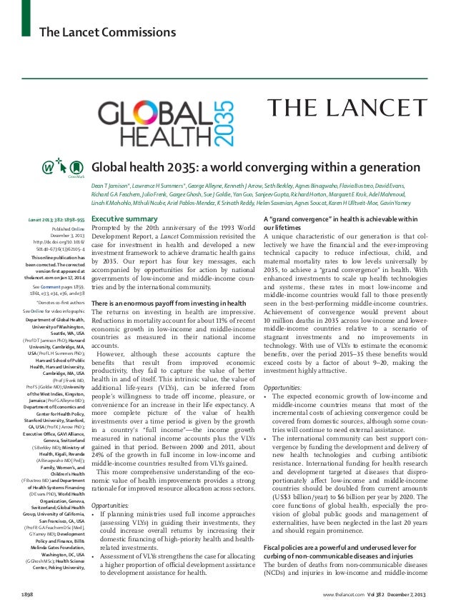 Global Health 2035 The Lancet Commissions