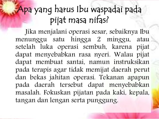 Pijat Masa Nifas & Totok Wajah