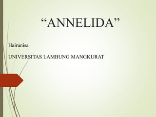 “ANNELIDA”
Hairunisa
UNIVERSITAS LAMBUNG MANGKURAT
 