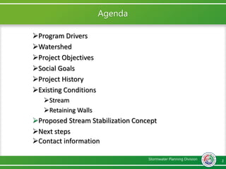 Stream Stabilization Program Pike Branch at Wilton Road Stream Stabilization Project | PPTX