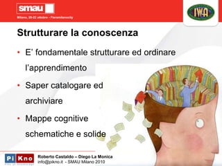 Milano, 20-22 ottobre - Fieramilanocity
Strutturare la conoscenza
• E’ fondamentale strutturare ed ordinare
l’apprendiment...