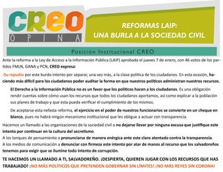Reforma LAIP - Posición Institucional CREO
