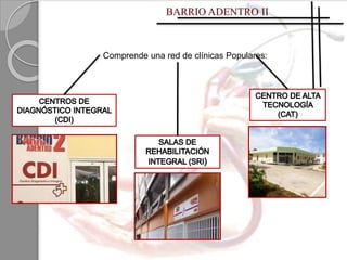 Comprende una red de clínicas Populares:
 