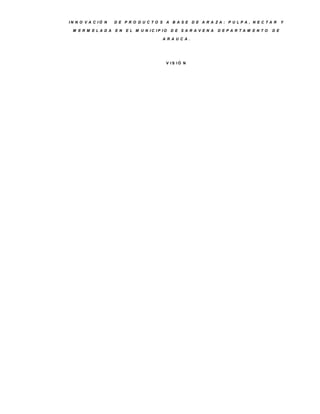 IN N O V A C IÓ N   D E P R O D U C TO S A B A S E D E A R A ZA : P U LP A , N E C TA R            Y

 M E R M E LA D A   E N   E L M U N IC IP IO   D E S A R A V E N A   D E P A R TA M E N TO   D E

                                          A R A U C A .




                                           V IS IÓ N
 