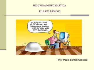 SEGURIDAD INFORMÁTICA

   PILARES BÁSICOS




                Ing° Pedro Beltrán Canessa
 