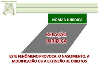 NORMA JURÍDICA

SUBSUNÇÃO
JURÍDICA

FATO DO
MUNDO REAL

 
