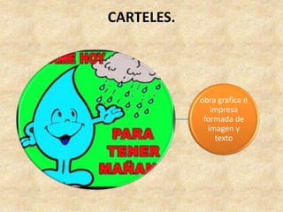 CARTELES.




            obra grafica e
               impresa
             formada de
              imagen y
                texto
 