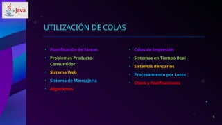 Fundamentos y Aplicaciones de las Colas en Programación | PPTX