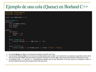Estructuras de Datos: Pilas, Colas y Memoria Dinámica en Borland C++ | PPTX