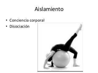 Aislamiento
• Conciencia corporal
• Disociación
 