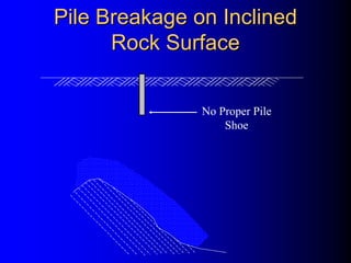 Pile Breakage on InclinedPile Breakage on Inclined
Rock SurfaceRock Surface
No Proper Pile
Shoe
 