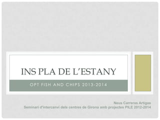 O P T F I S H A N D C H I P S 2 0 1 3 - 2 0 1 4
INS PLA DE L’ESTANY
Neus Carreras Artigas
Seminari d'intercanvi dels centres de Girona amb projectes PILE 2012-2014
 