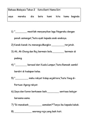 kata ganti nama diri tahun 3