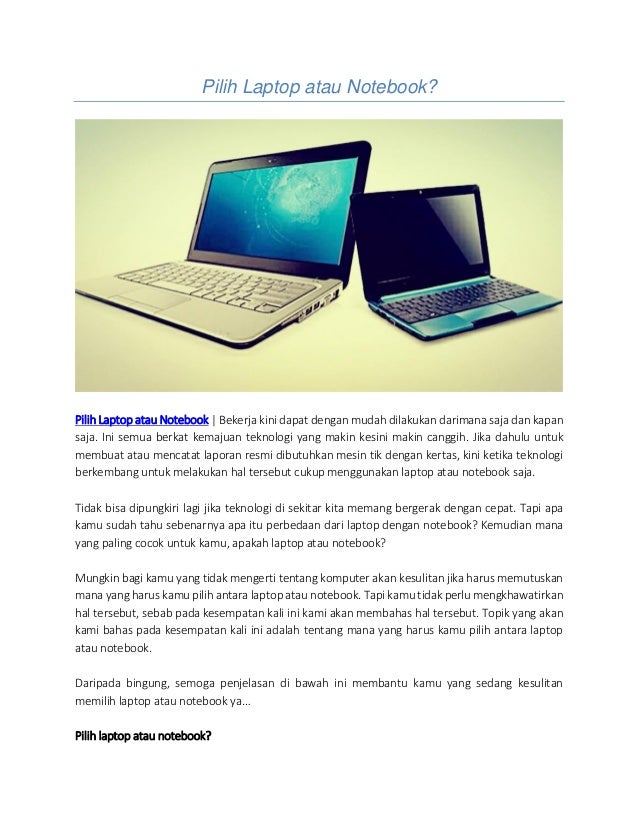 Pilih Laptop atau Notebook