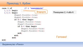 Видавництво «Ранок»
Показуємо 2, 4 або 6Згорнуто
Готово!
Приклад 1. Кубик
 