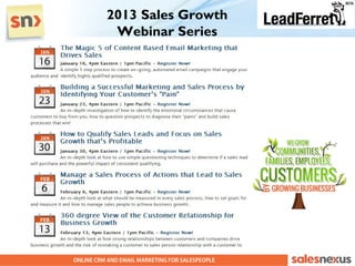 2013 Sales Growth
 Webinar Series
 