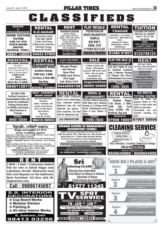 June 28 - July 4, 2015 3www.localnewspaper.inPILLAR TIMES
C L A S S I F I E D SC L A S S I F I E D S
 