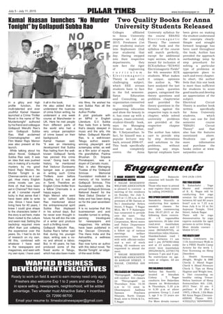 PILLAR TIMES 7July 5 - July 11, 2015 www.localnewspaper.in
Ready to work on field  want to earn money need only apply.
Fre...