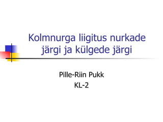Kolmnurga liigitus nurkade järgi ja külgede järgi Pille-Riin Pukk KL-2 