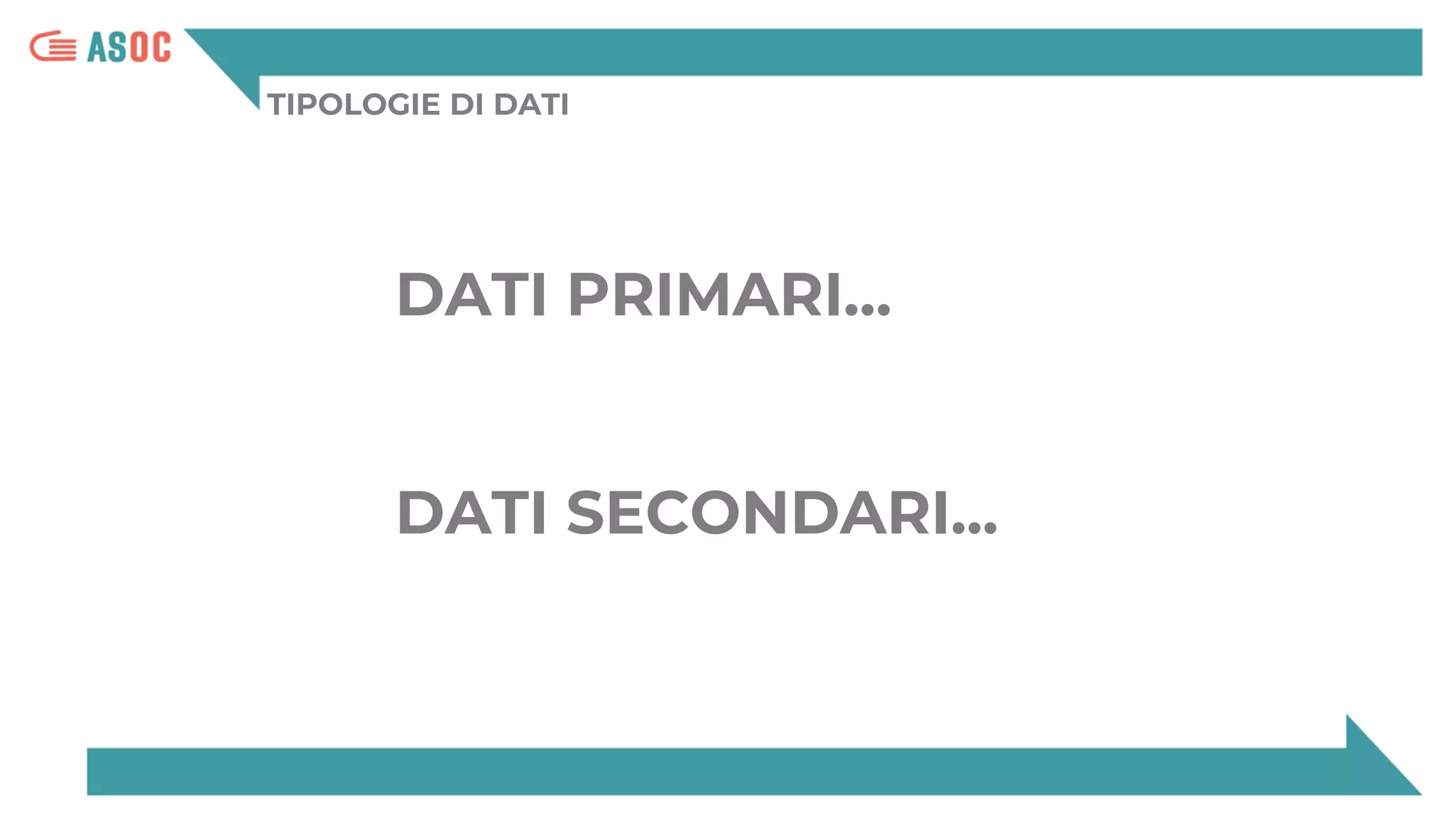 TIPOLOGIE DI DATI
DATI PRIMARI…
DATI SECONDARI...
 