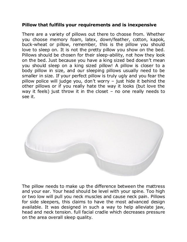 Pillow that Fulfills your Requirements and is Inexpensive