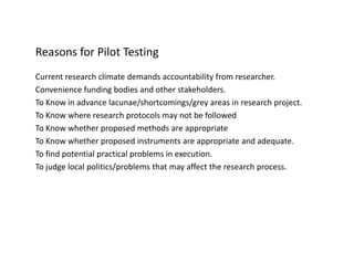 Pilot study in social sciences | PDF