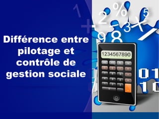 Différence entre
pilotage et
contrôle de
gestion sociale
 