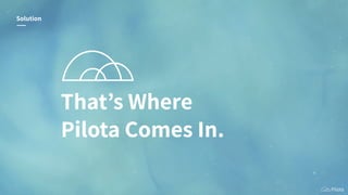 That’s Where
Pilota Comes In.
Solution
 