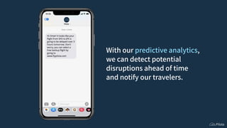 With our predictive analytics,
we can detect potential
disruptions ahead of time
and notify our travelers.
 