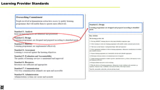 Learning Provider Standards
 