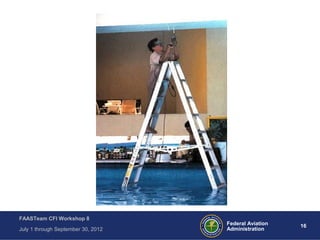 16Federal Aviation
Administration
FAASTeam CFI Workshop 8
July 1 through September 30, 2012
 