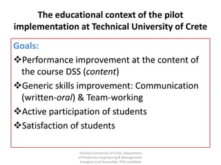 Pilot implementation of Active Learning at an Engineering Department | PPT