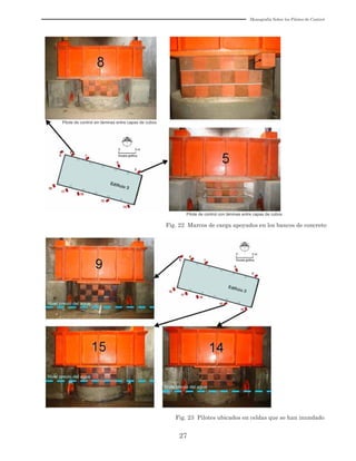 Monografía Sobre los Pilotes de Control
27
Pilote de control sin láminas entre capas de cubos
Pilote de control con láminas entre capas de cubos
Fig. 22 Marcos de carga apoyados en los bancos de concreto
Fig. 23 Pilotes ubicados en celdas que se han inundado
 