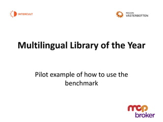 Multilingual Library of the Year
Pilot example of how to use the
benchmark
 