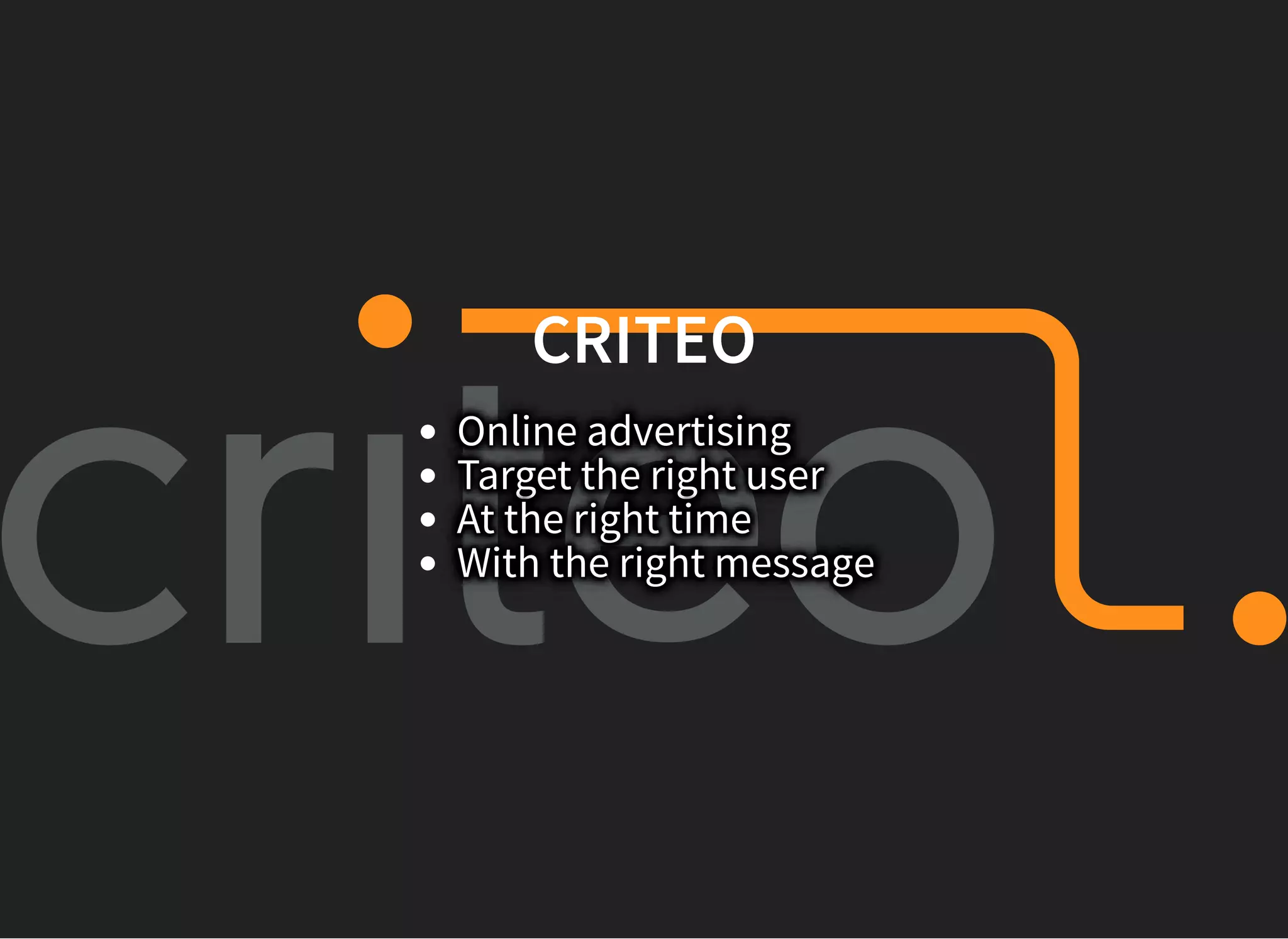 CRITEOCRITEO
Online advertising
Target the right user
At the right time
With the right message
 