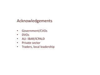 Outline of proposed pilot livestock identification and traceability activities in Uganda