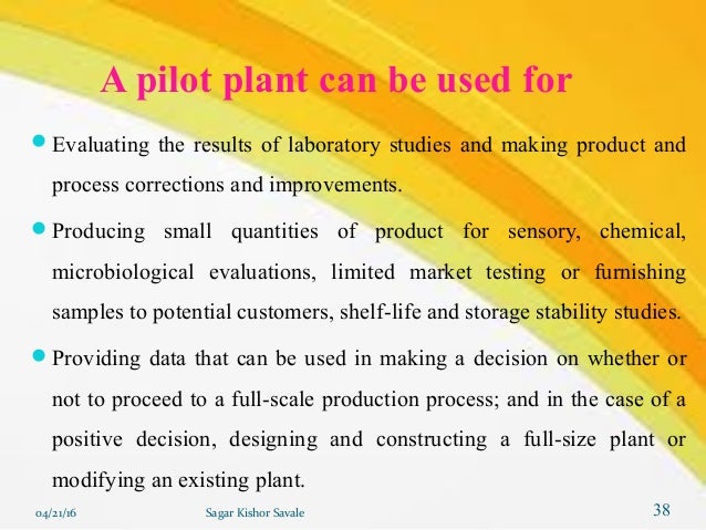 Importance of pilot plant