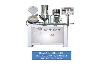 OSAKA MODEL R-180
SEMI AUTOMATIC CAPSULE
FILLING MACHINE
 