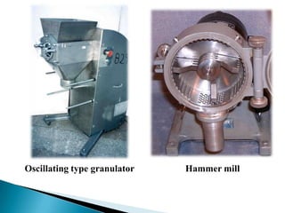 Oscillating type granulator   Hammer mill
 