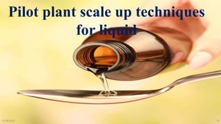 Pilot plant scale up techniques
for liquid
10-08-2022 19
 