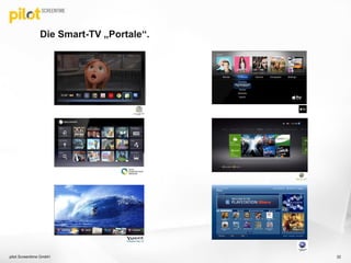 Die Smart-TV „Portale“.
pilot Screentime GmbH 32
 